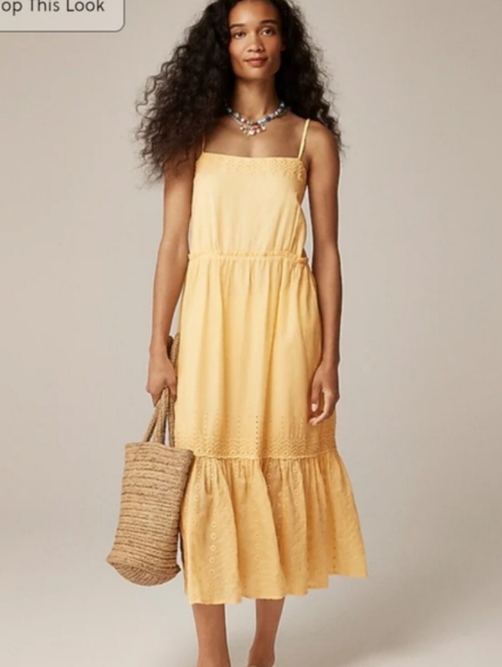 J Crew Sorrento dress in cotton voile Cl068 Size XL Tall Straw Yellow